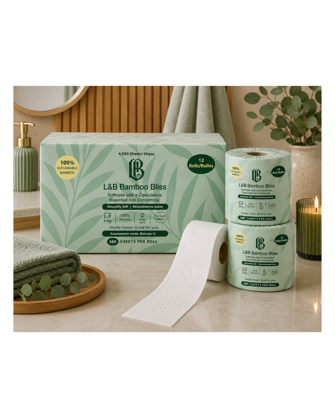 L&B Bamboo Bliss - 12 Mega Rolls