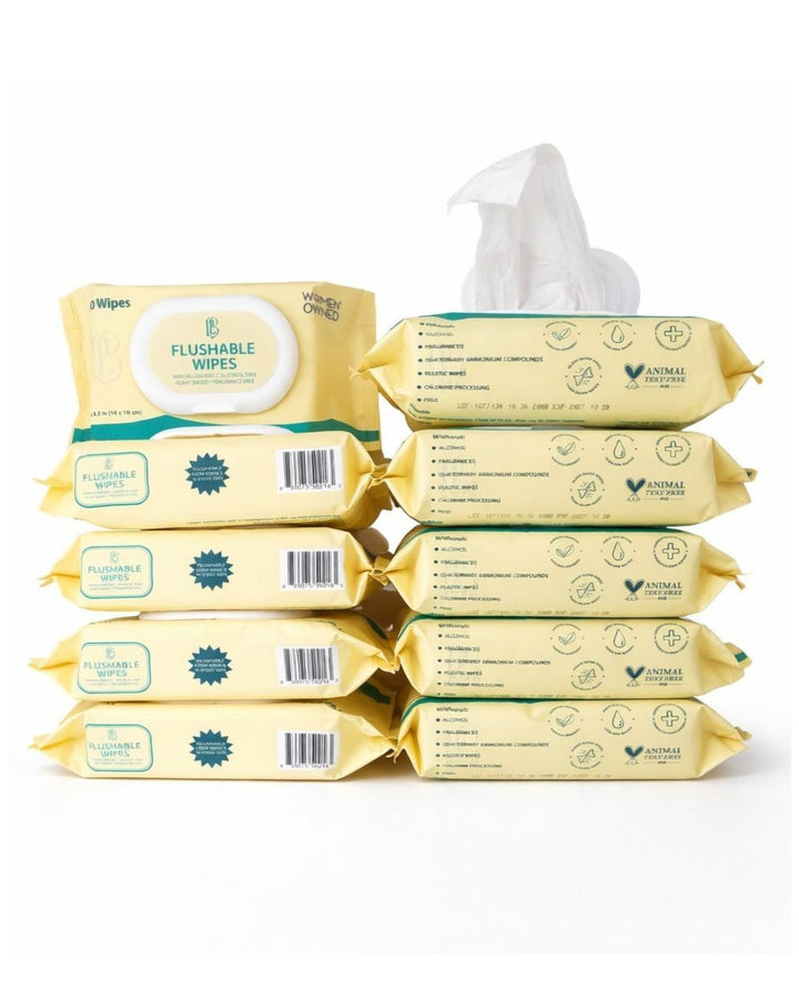 L&B Flushable Wipes - Jumbo Box (10 x 60 Count Packs)