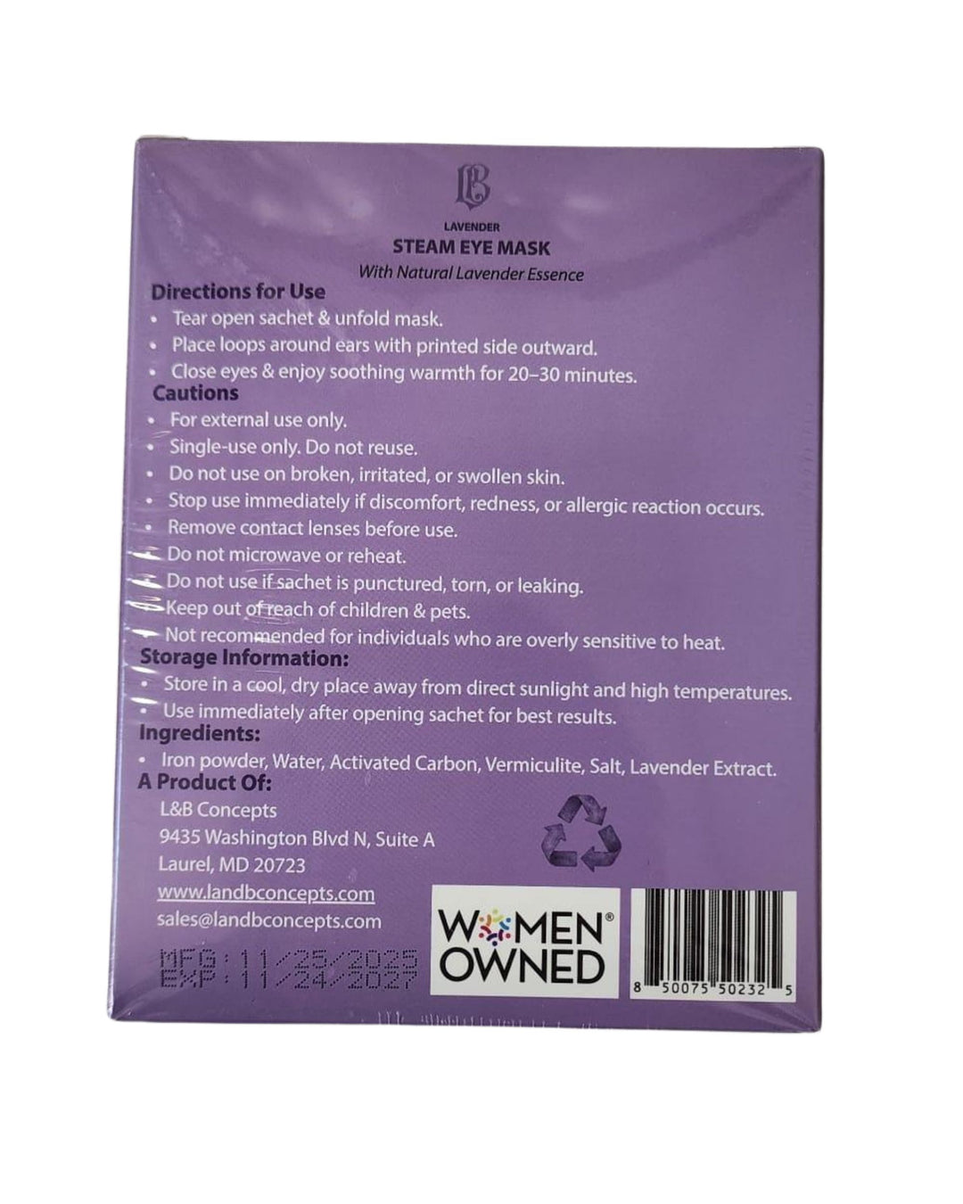 Lavender Steam Eye Mask