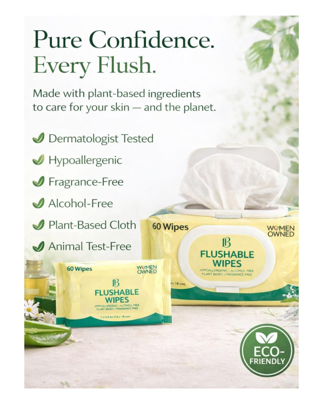 L&B Flushable Wipes - Jumbo Box (10 x 60 Count Packs)