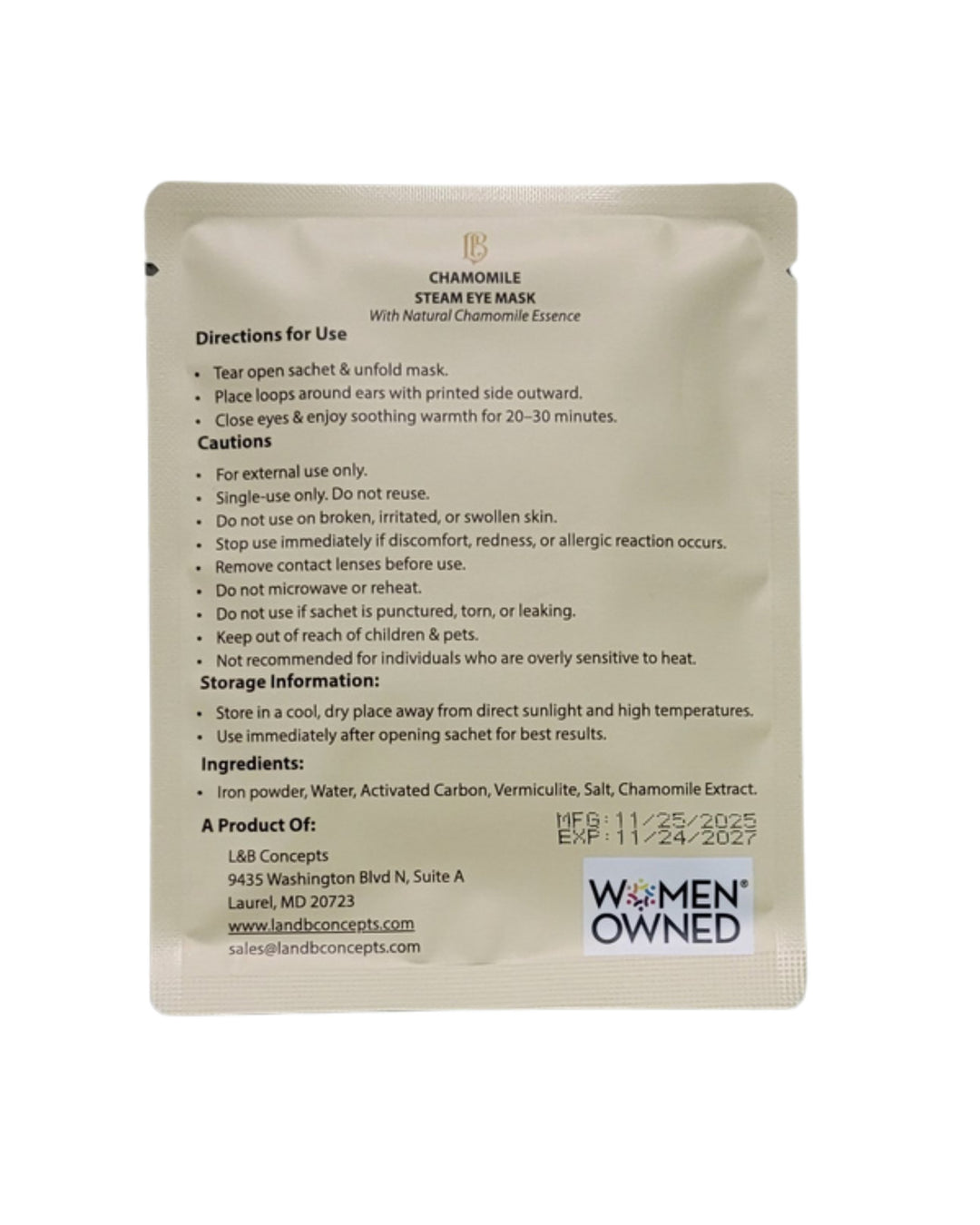 Chamomile Steam Eye Mask