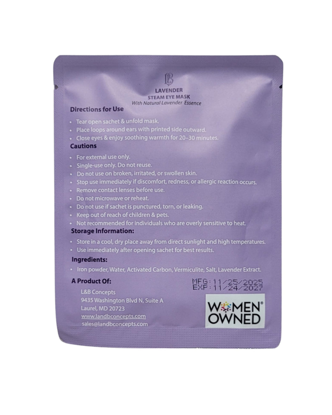 Lavender Steam Eye Mask